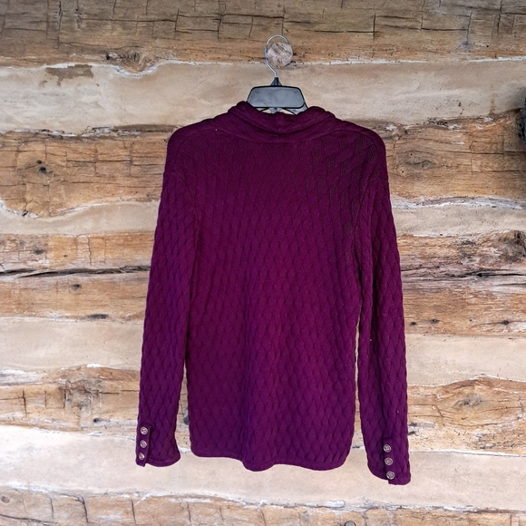 Appleseeds Petites Burgundy Basket Weave Cotton Cardigan Size SP - Picture 5 of 8